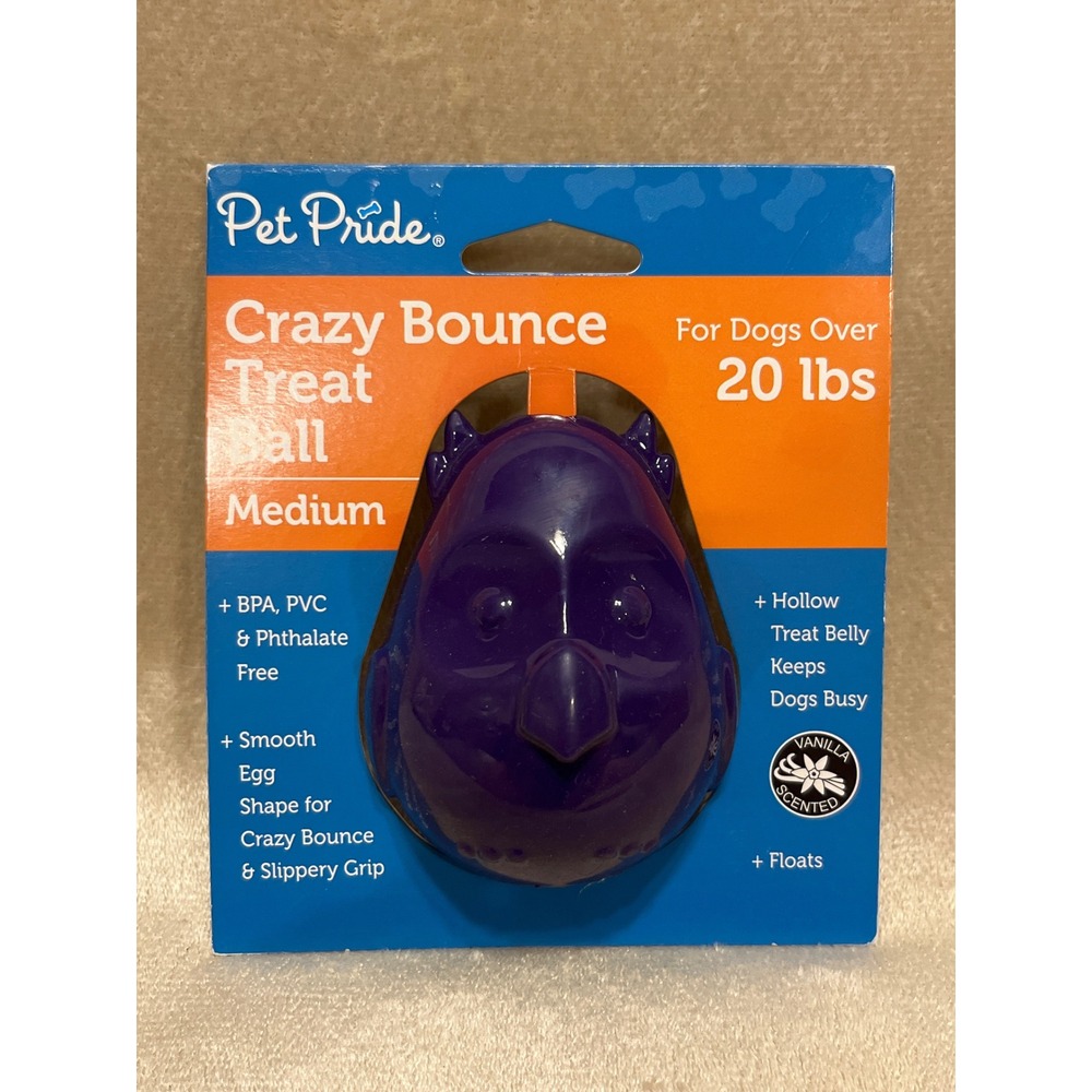 Pet Pride Crazy Bounce Treat Ball Medium Purple Dog Toy